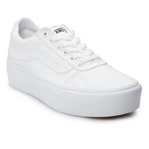 White platform lace up vans